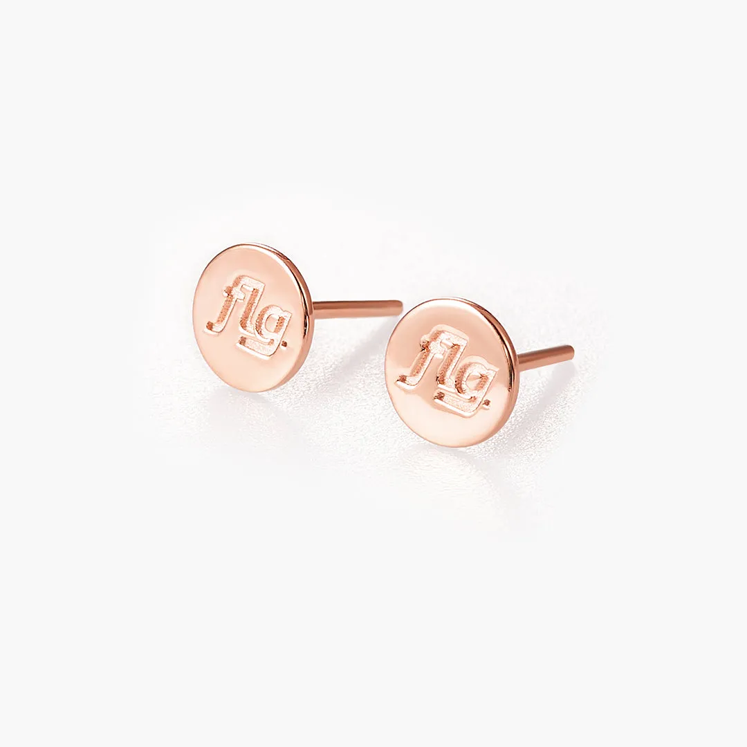 14K Gold Circle Disk Stud Earrings
