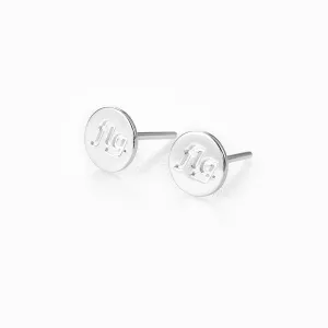 14K Gold Circle Disk Stud Earrings