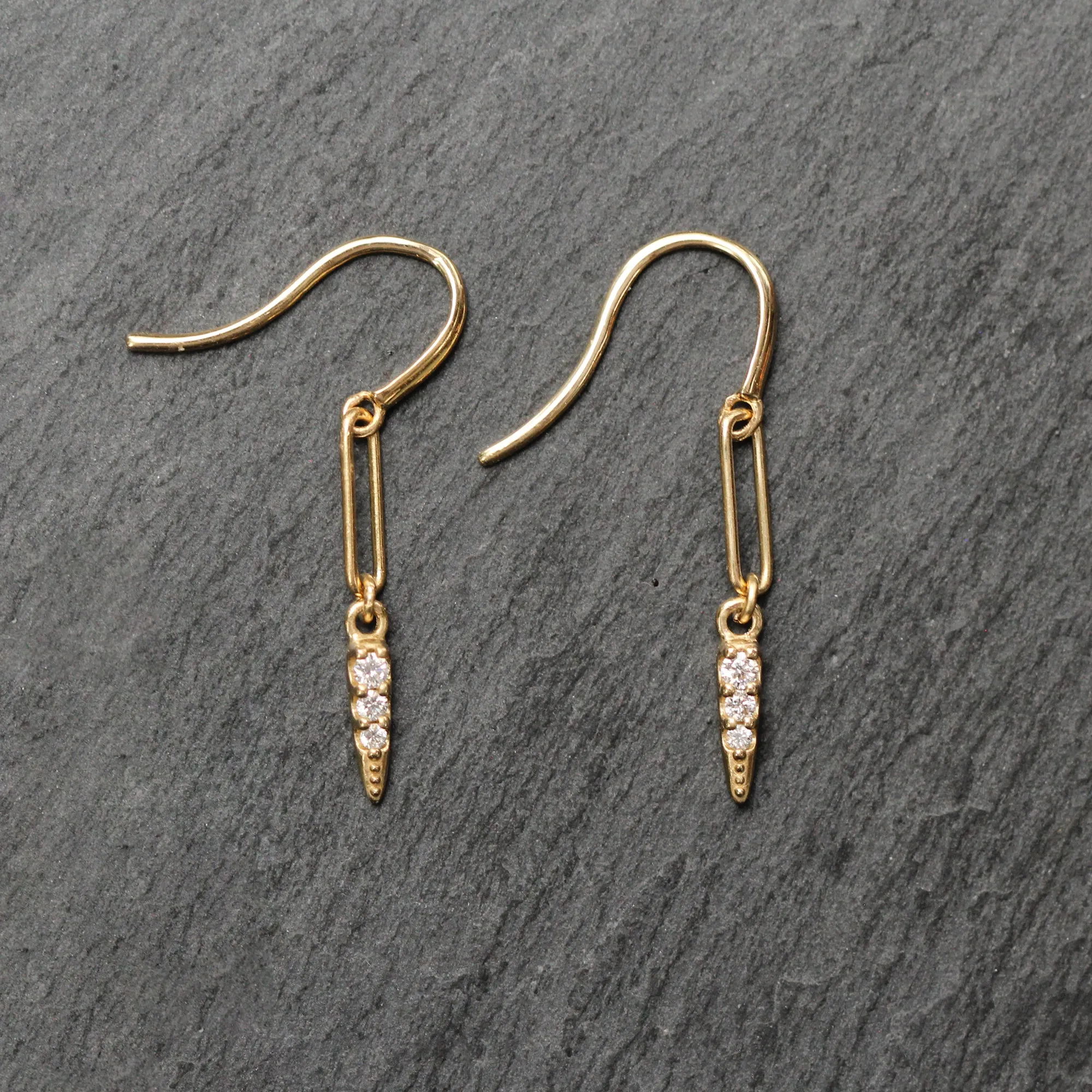 14k Gold   Diamond Drop Earrings