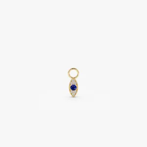 14k Gold Evil Eye Hoop Charm