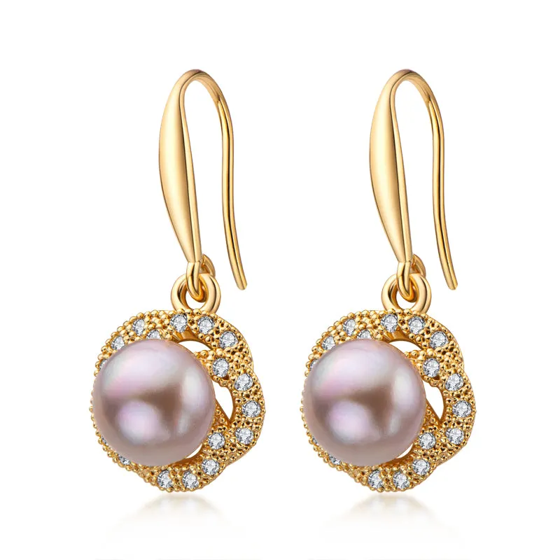 14K Gold Filled Natural Freshwater Pearl Hook Earrings