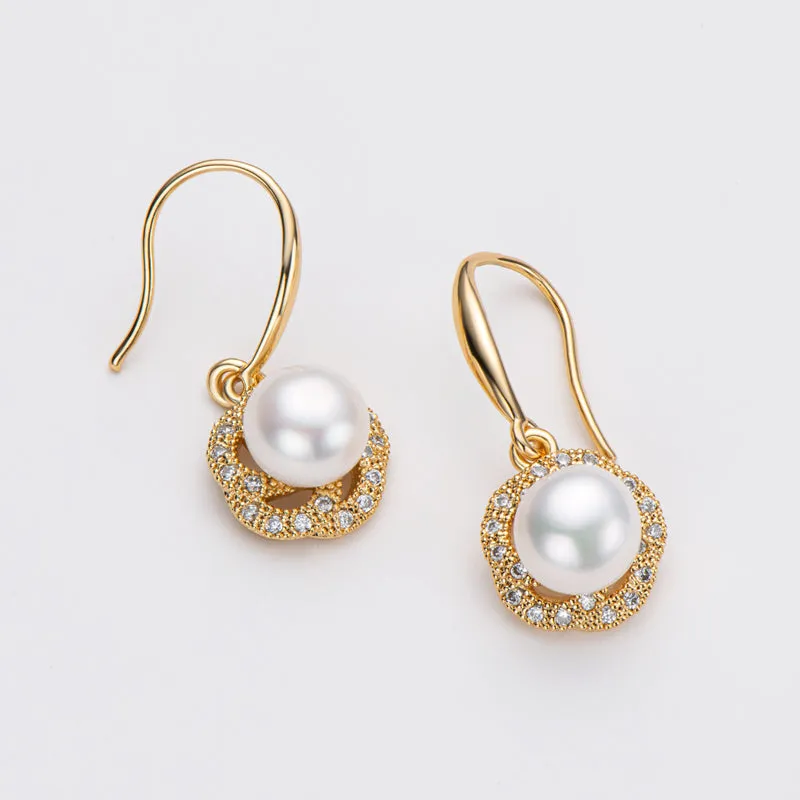 14K Gold Filled Natural Freshwater Pearl Hook Earrings