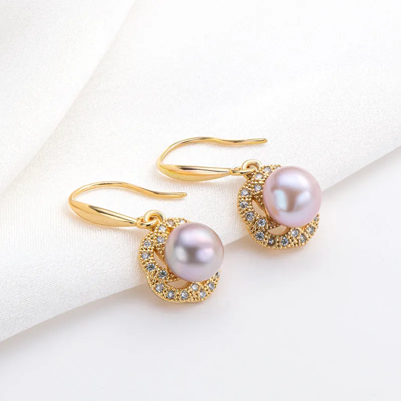 14K Gold Filled Natural Freshwater Pearl Hook Earrings