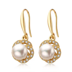14K Gold Filled Natural Freshwater Pearl Hook Earrings