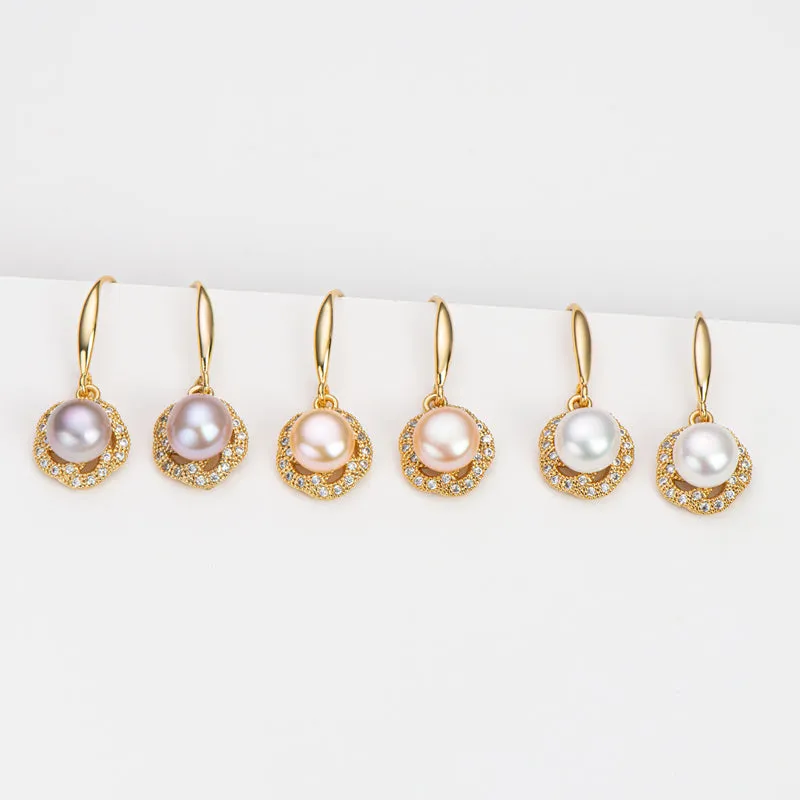 14K Gold Filled Natural Freshwater Pearl Hook Earrings