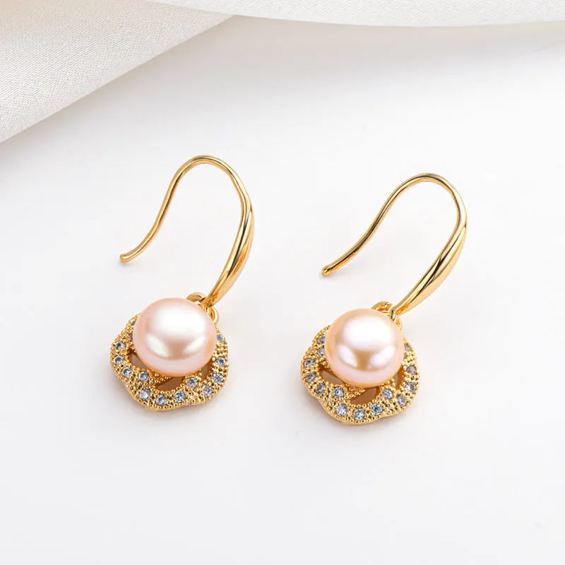 14K Gold Filled Natural Freshwater Pearl Hook Earrings