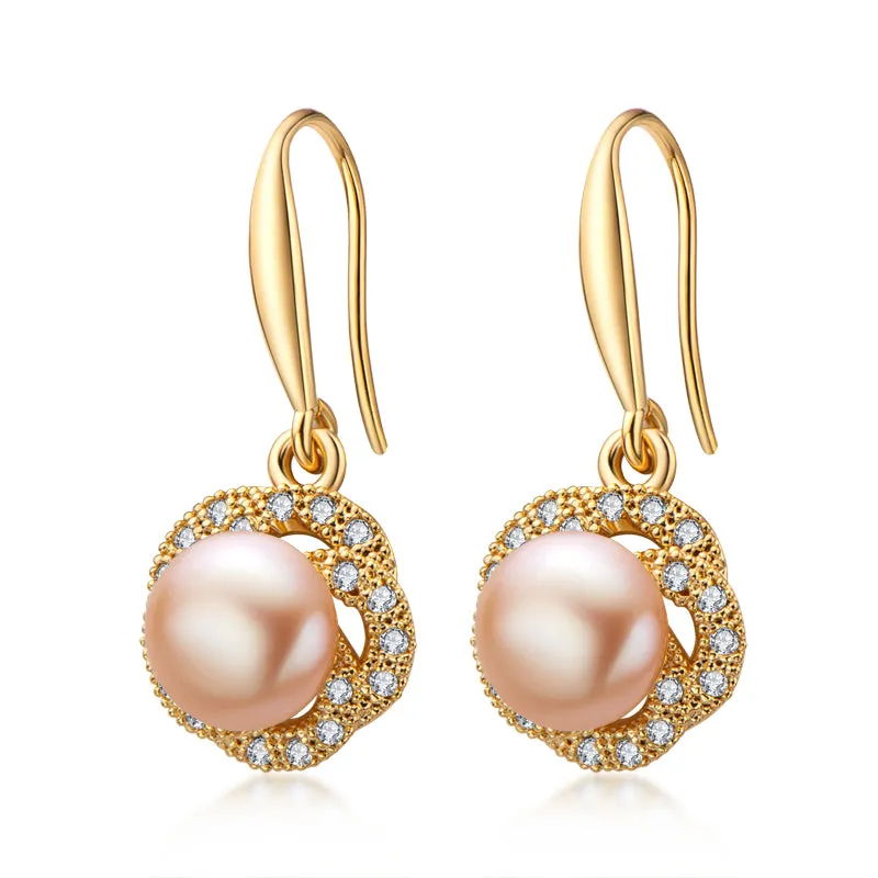 14K Gold Filled Natural Freshwater Pearl Hook Earrings