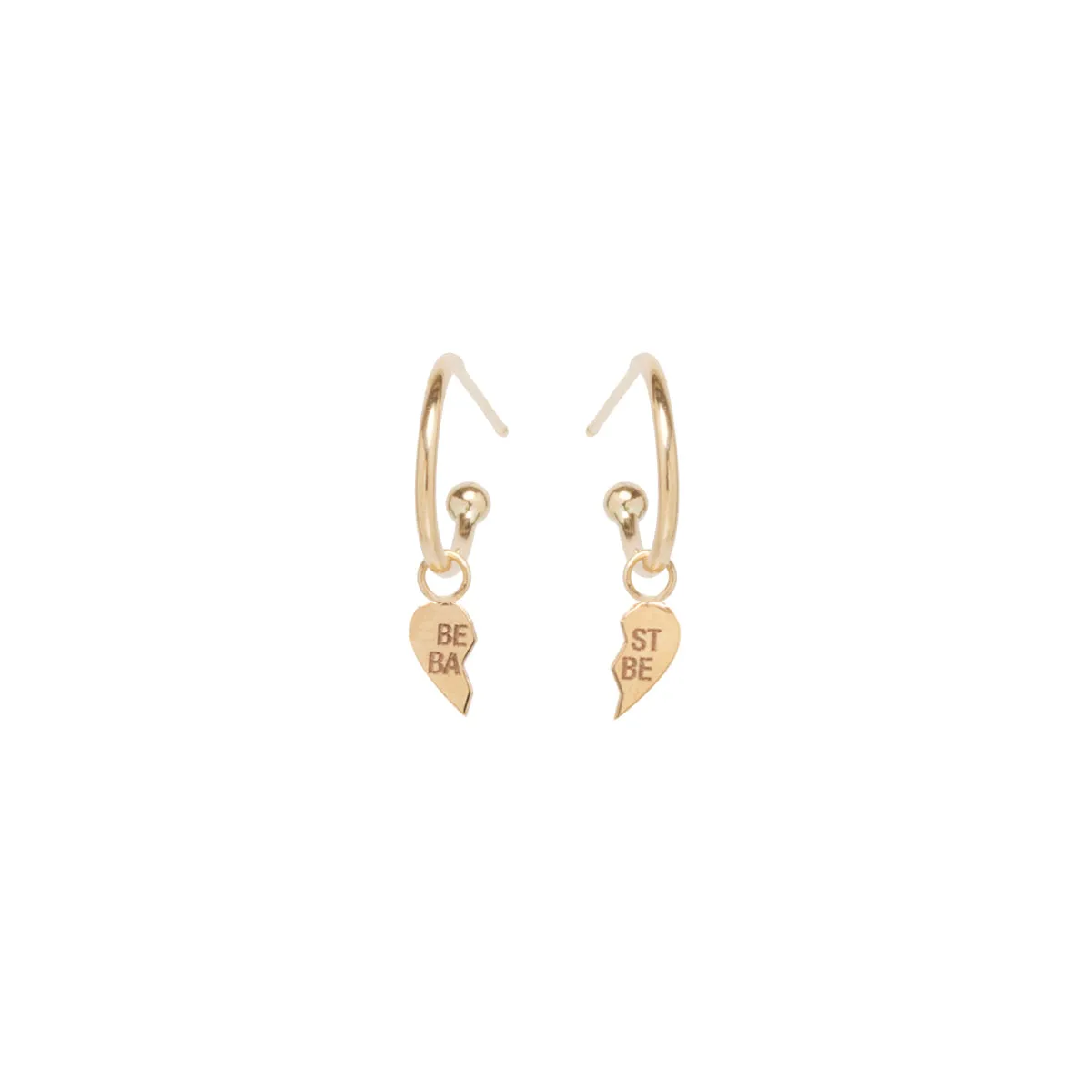 14k Itty Bitty "BEST BABE" Split Charm Huggie Hoops