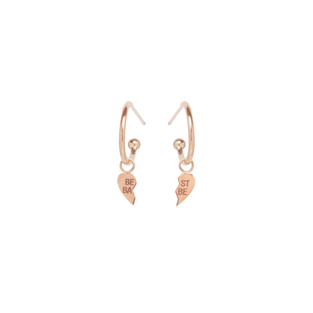 14k Itty Bitty "BEST BABE" Split Charm Huggie Hoops