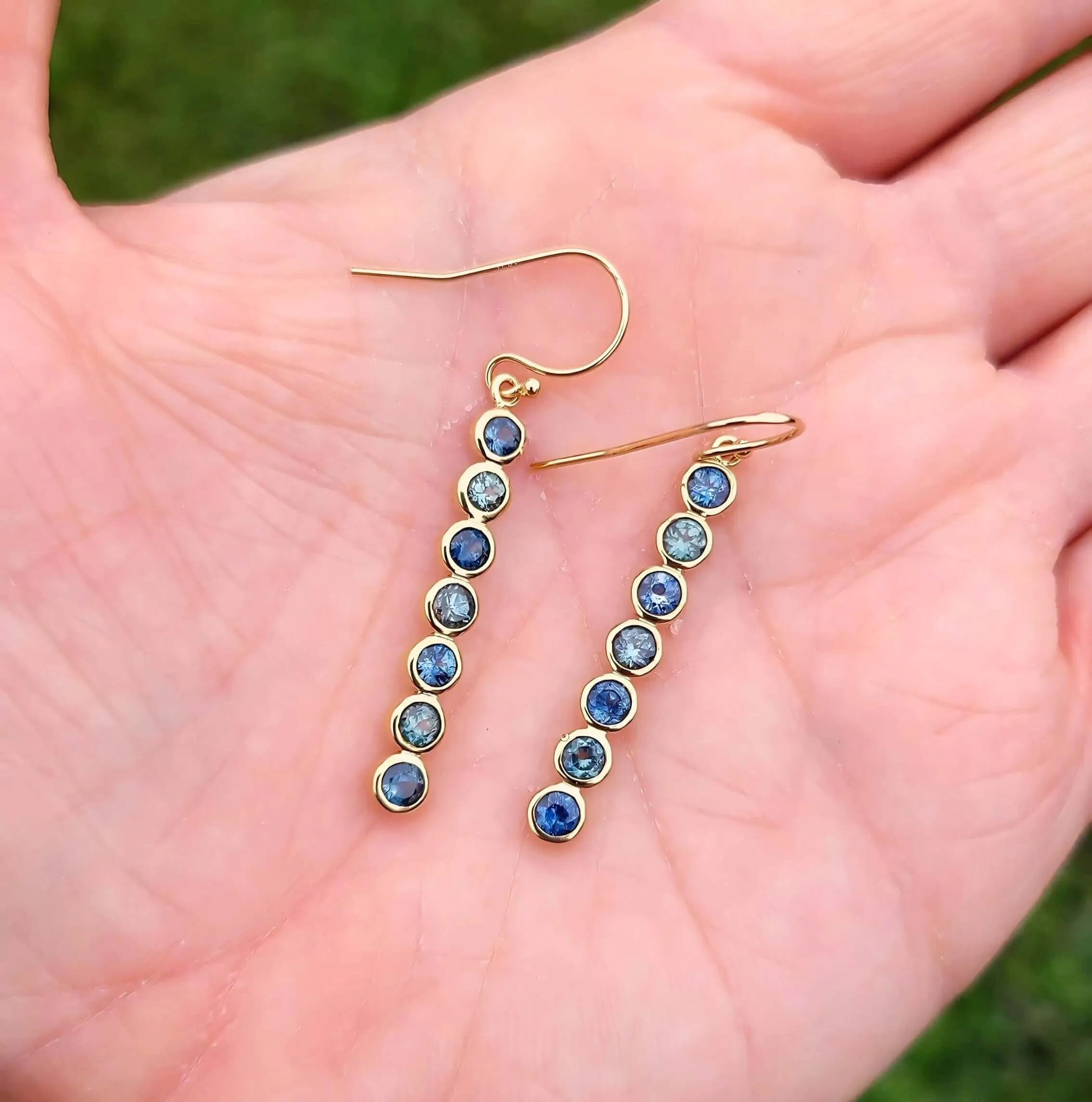 14K Montana Sapphire Earrings in Yellow Gold