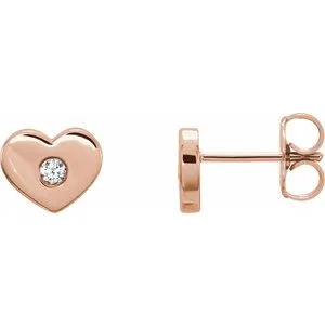 14K Rose .06 CTW Diamond Heart Earrings