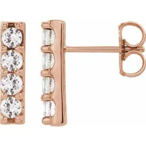 14K Rose 1/2 CTW Lab-Grown Diamond Bar Earrings