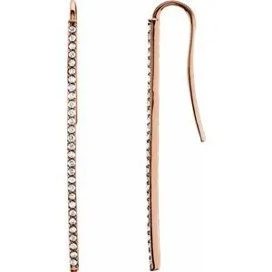 14K Rose 1/4 CTW Diamond Vertical Bar Earrings