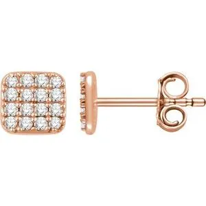 14K Rose 1/5 CTW Diamond Square Cluster Earrings