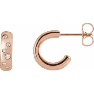 14K Rose 1/8 CTW Diamond Hoop Earrings