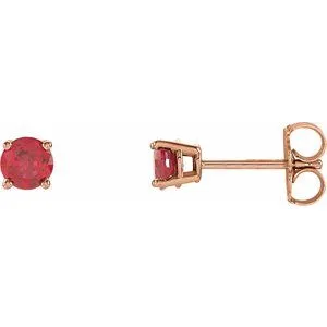 14K Rose 4 mm Natural Ruby Stud Earrings