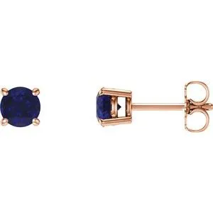 14K Rose 5 mm Lab-Grown Blue Sapphire Stud Earrings