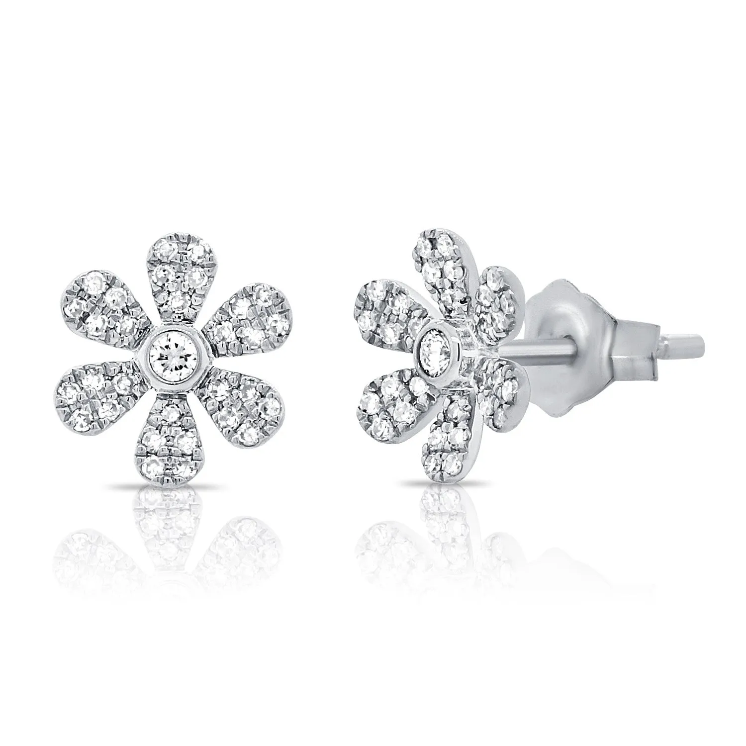 14K Rose Gold Diamond Flower Earrings
