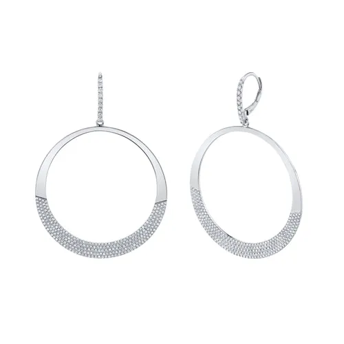 14K Rose Gold Diamond Pave Circle Earrings