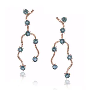 14K Rose Gold Earrings with Sapphire & Diamond