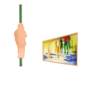 14K Rose Gold Hand-Painted Earrings With Tourmaline