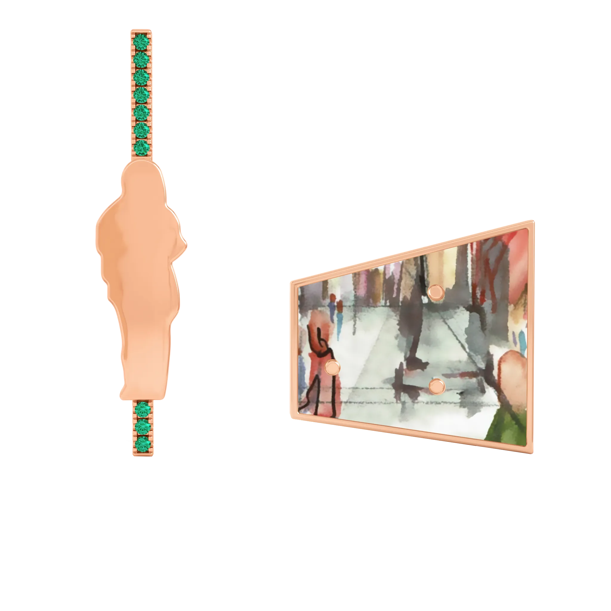 14K Rose Gold Hand-Painted Earrings With Tourmaline