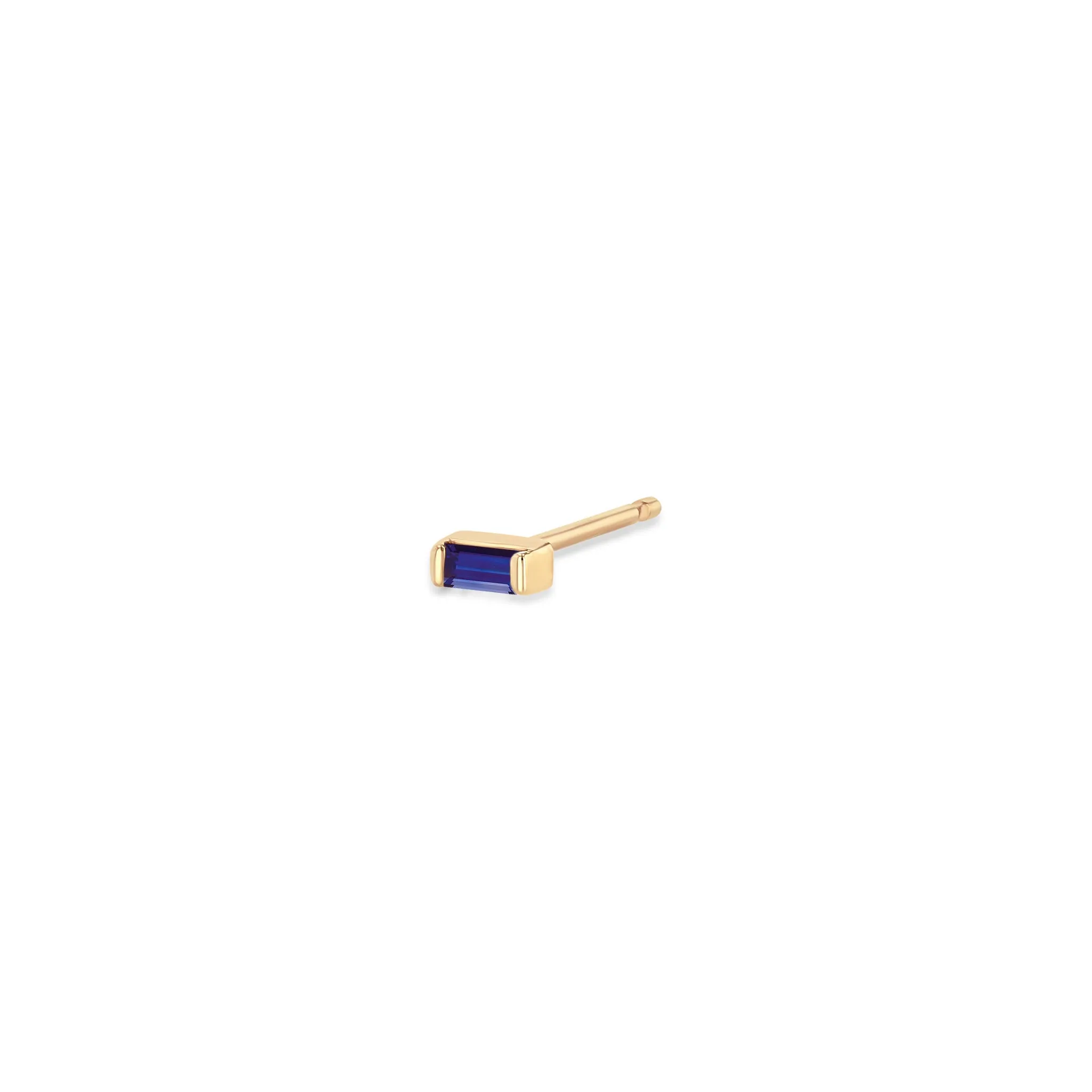 14k Small Blue Sapphire Baguette Studs