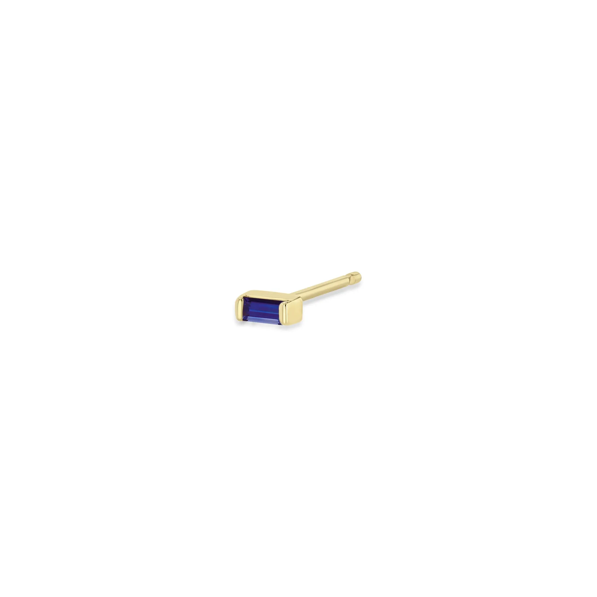 14k Small Blue Sapphire Baguette Studs