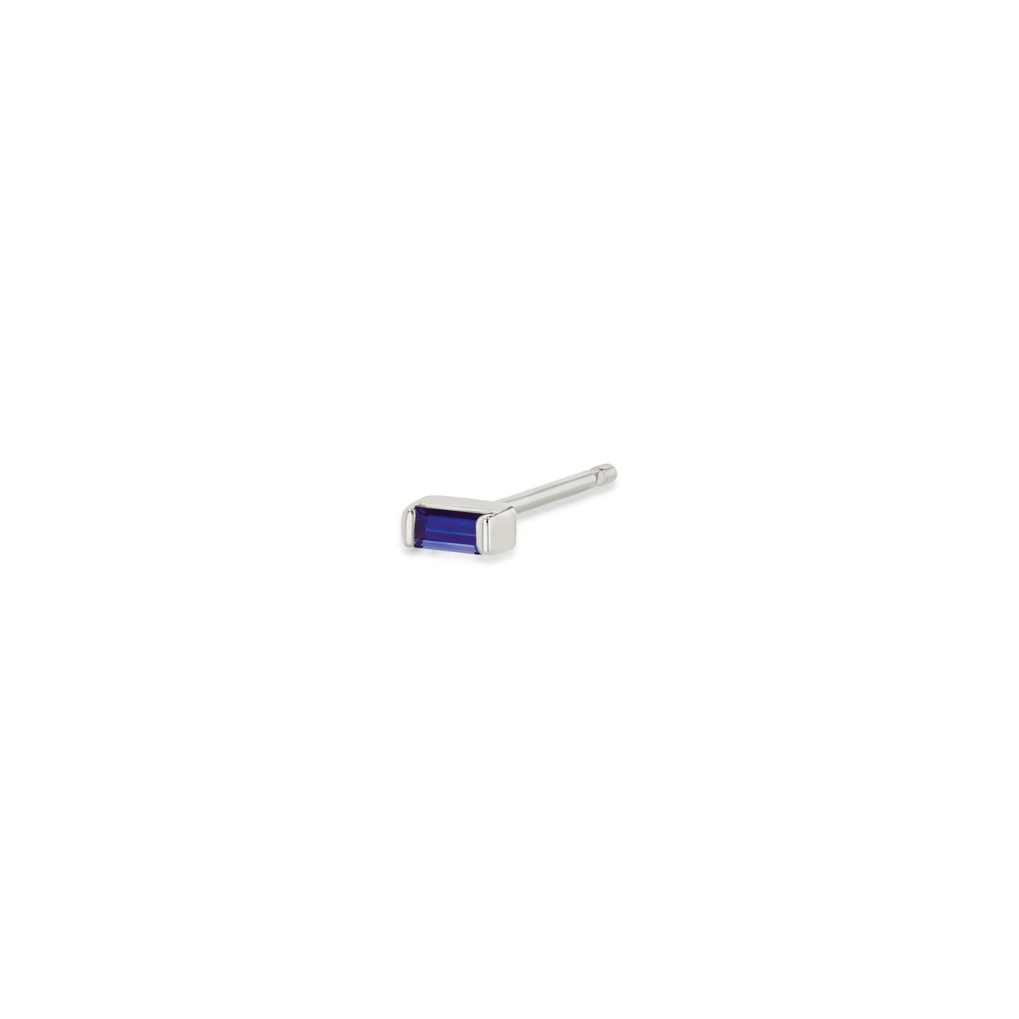 14k Small Blue Sapphire Baguette Studs