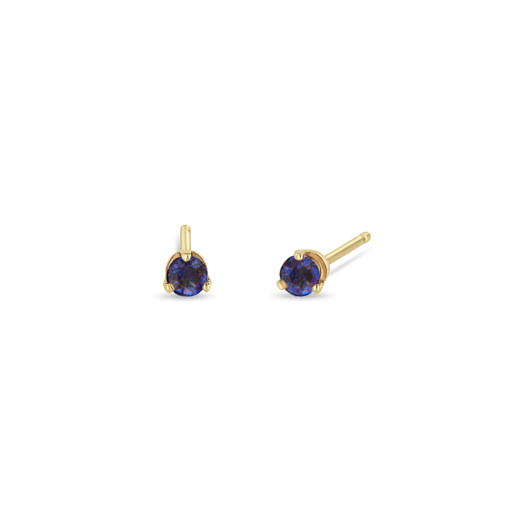 14k Small Blue Sapphire Prong Studs | September Birthstone