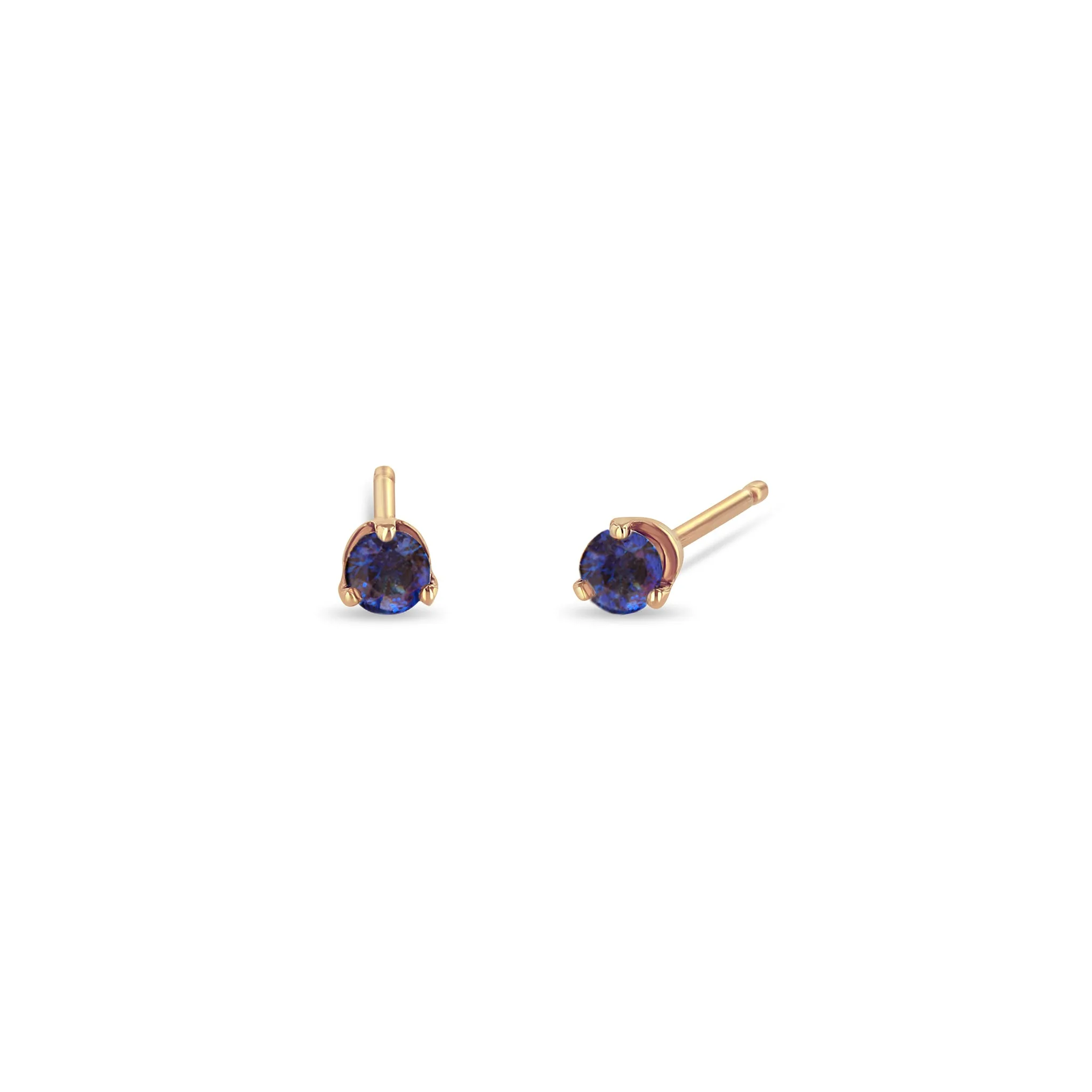 14k Small Blue Sapphire Prong Studs | September Birthstone