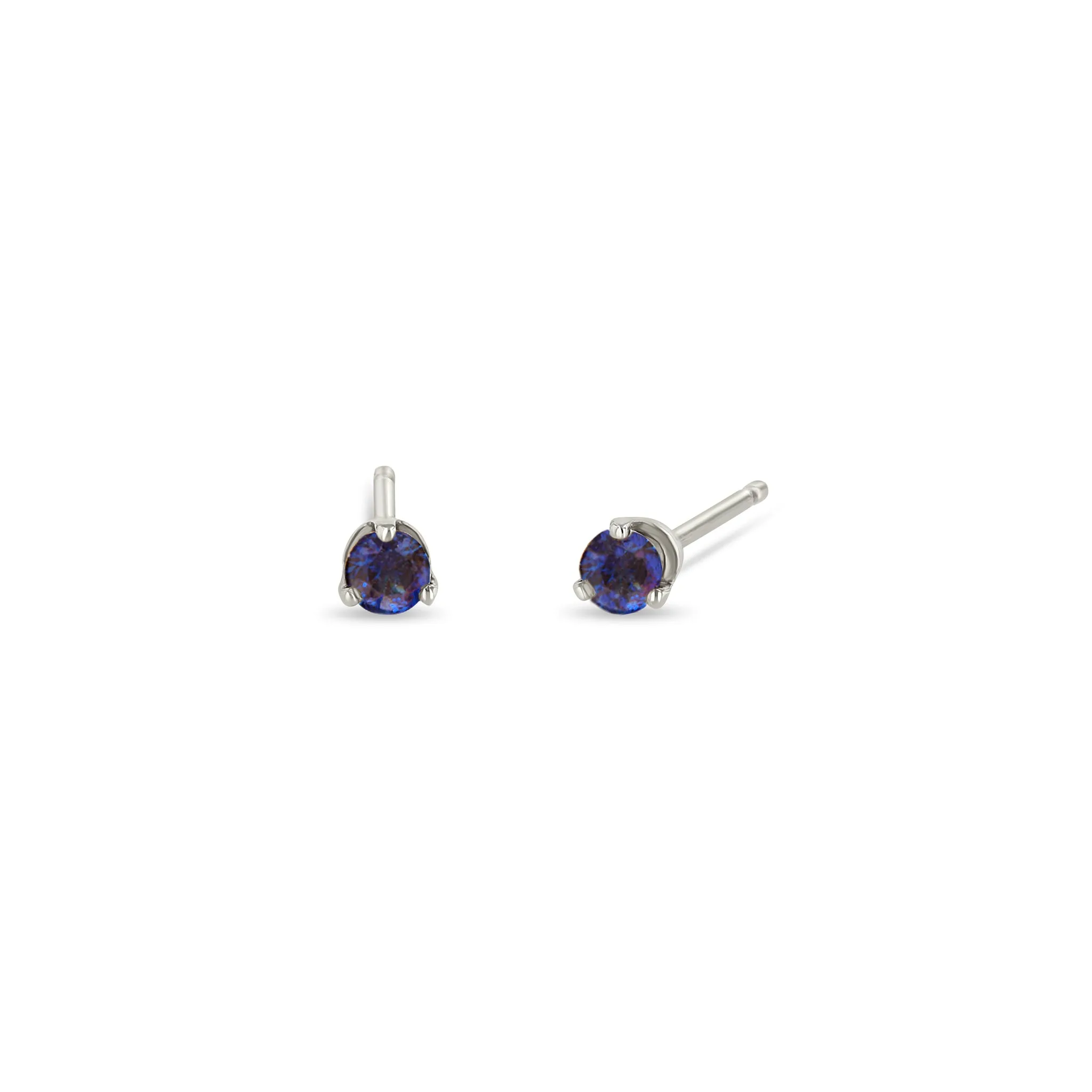 14k Small Blue Sapphire Prong Studs | September Birthstone