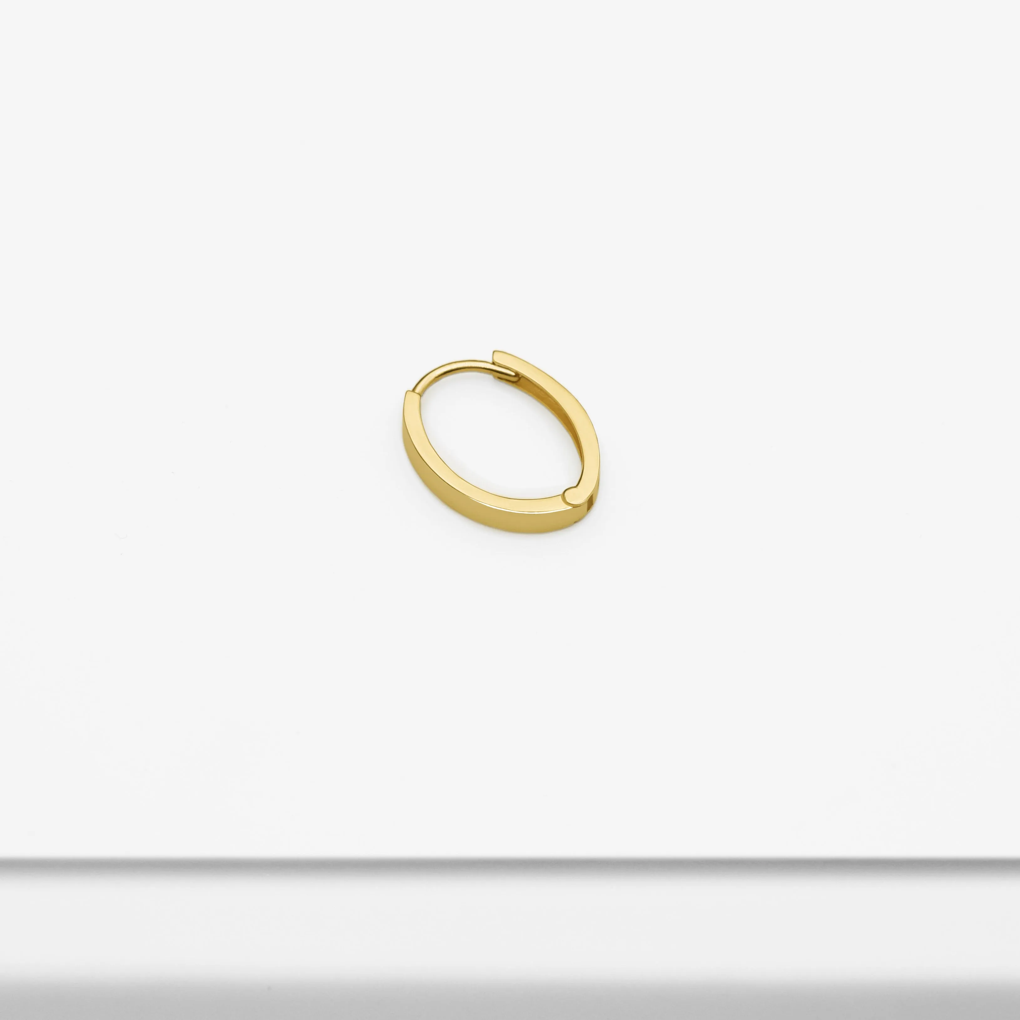 14k Solid Gold Ellipse Hoop Earring