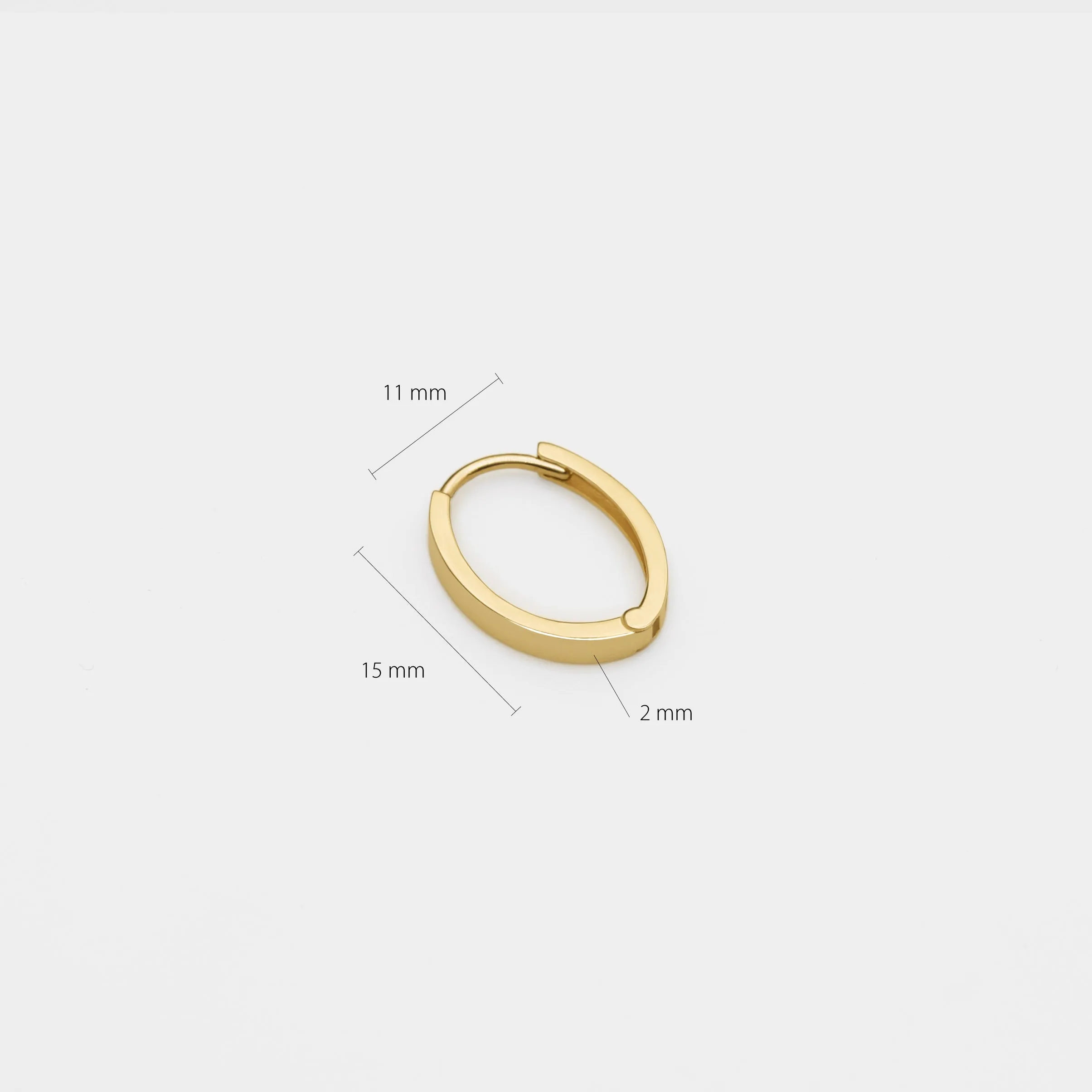 14k Solid Gold Ellipse Hoop Earring