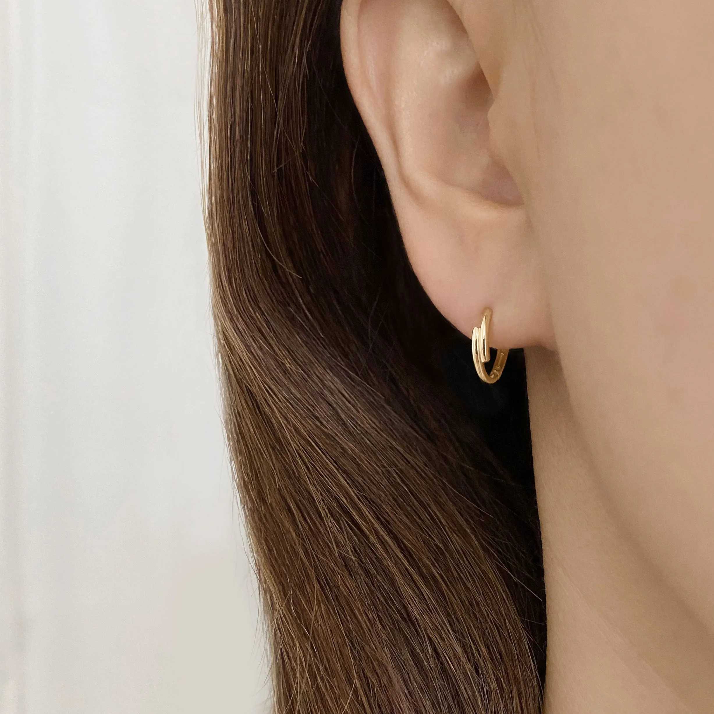 14k Solid Gold Link Hoop Earring
