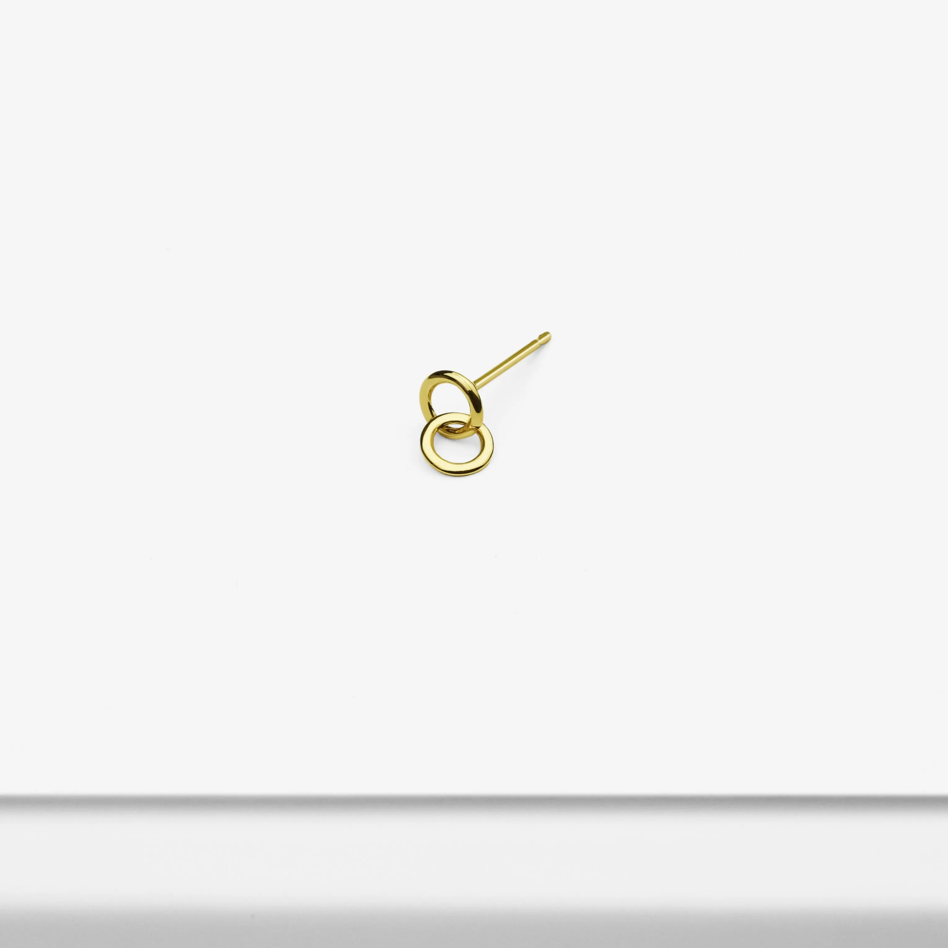 14k Solid Gold Tiny Double Circle Stud Earrings