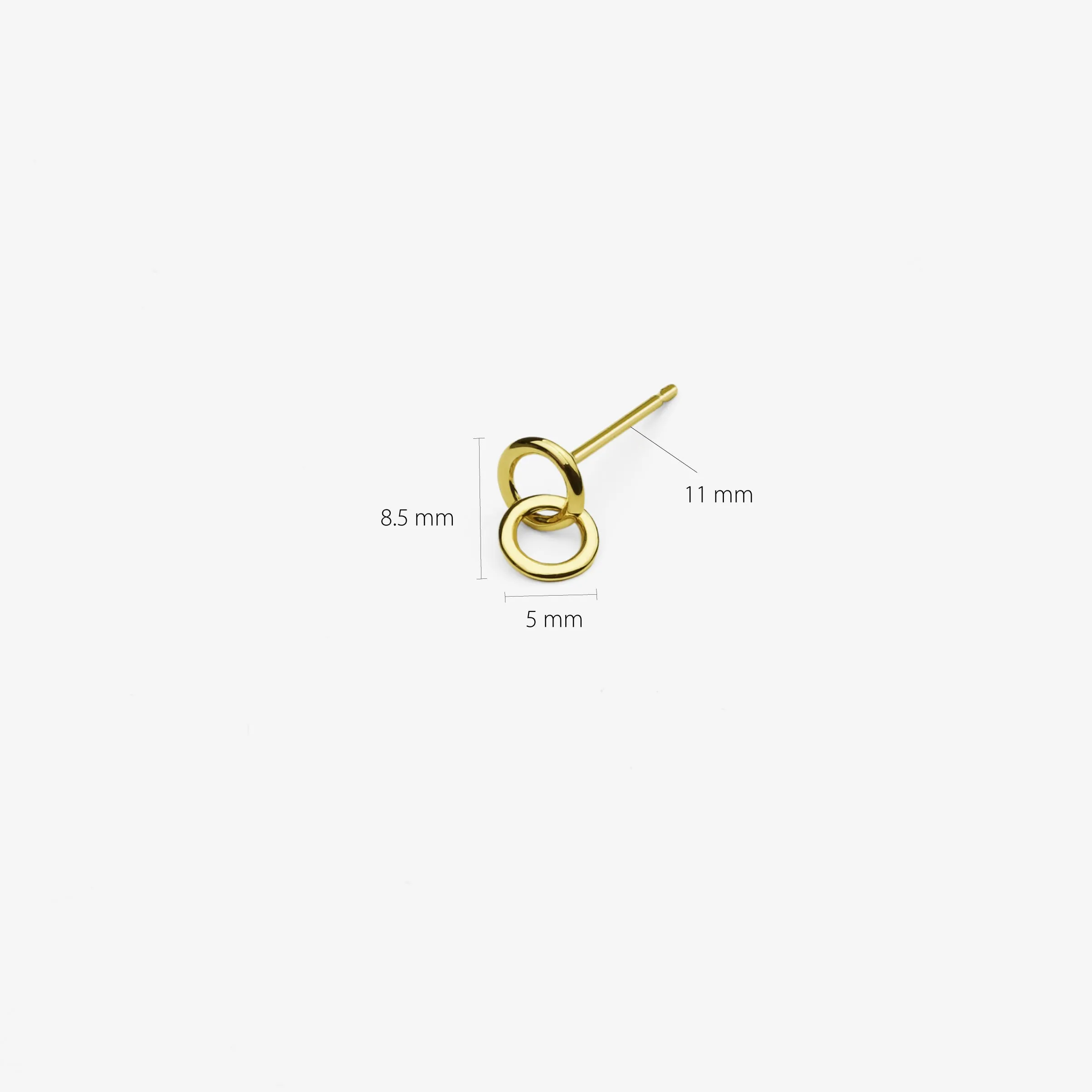 14k Solid Gold Tiny Double Circle Stud Earrings