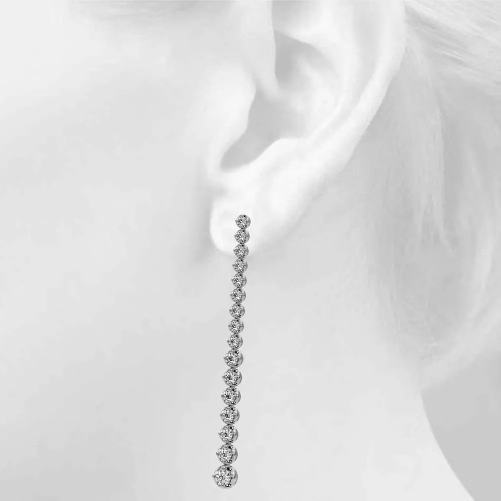 14K Tennis Drop Diamond Earring