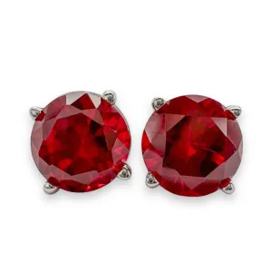 14K W Gold 1.92ct 6mm Lab-Created Ruby Earrings