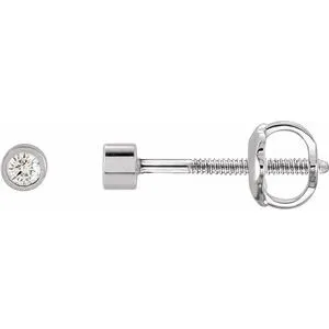 14K White .04 CTW Natural Diamond Micro Bezel-Set Earrings