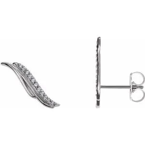 14K White .06 CTW Diamond Ear Climbers
