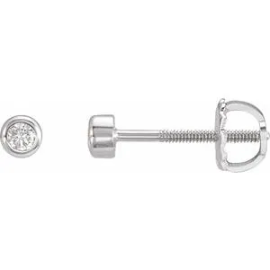 14K White .06 CTW Natural Diamond Micro Bezel-Set Earrings