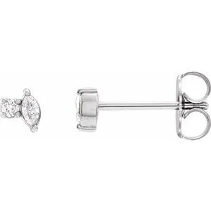 14K White .08 CTW Natural Diamond Earrings