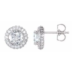 14K White 1 1/3 CTW Diamond Earrings