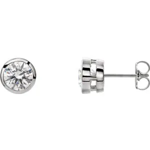 14K White 1 CTW Lab-Grown Diamond Tapered Bezel-Set Stud Earrings