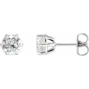 14K White 1/2 CTW Diamond 6-Prong Stud Earrings