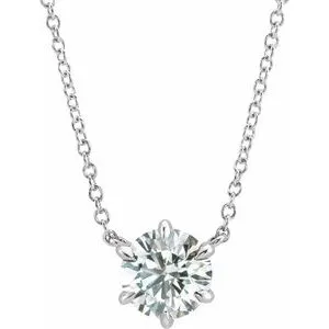 14K White 1/3 CT Diamond Solitaire 16" Necklace