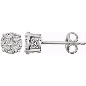 14K White 1/6 CTW Diamond Cluster Friction Post Earrings
