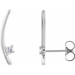 14K White 1/8 CTW Diamond Ear Climbers