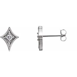 14K White 1/8 CTW Diamond Geometric Earrings